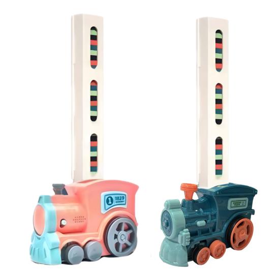 1 Set Kids Dominos Train Toy with Light Music Automatic Laying Domino Train Building Block Educational Electric Train Toy Toddler Boys Girls Gift