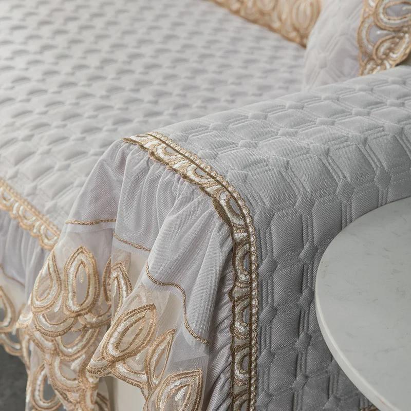 European-Style Four-Season Non-Slip Sofa Cushions - Fabric & Leather Covers