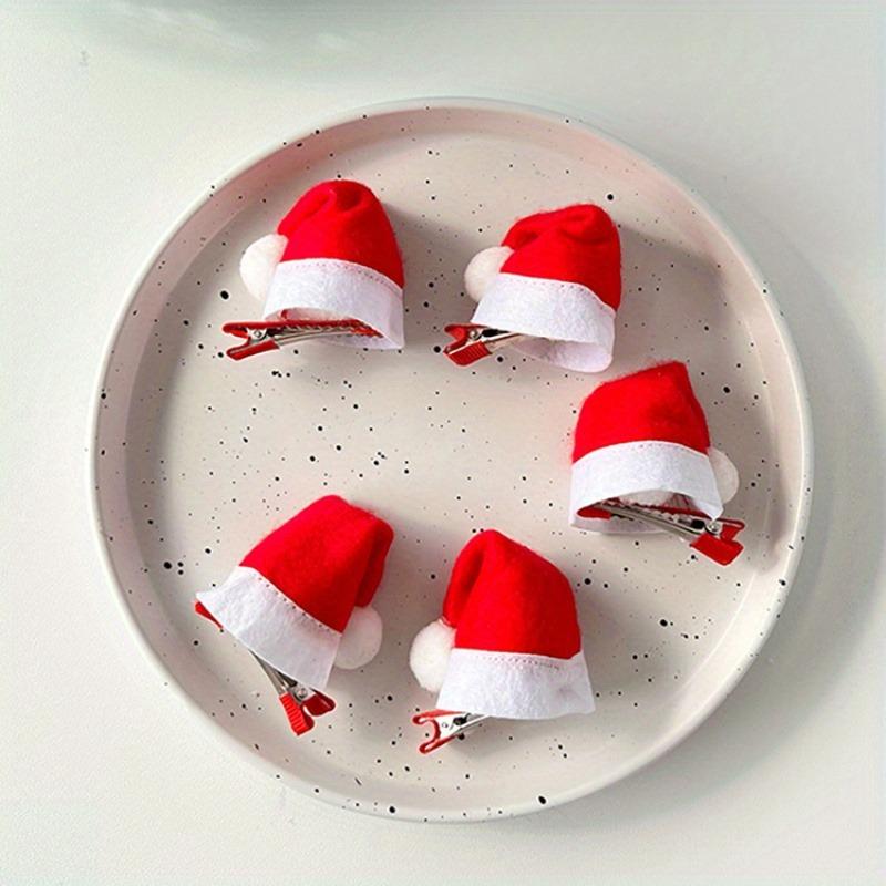 1/12pcs Childhood Fun Christmas Hat Hair Clip 3D Plush Christmas Hat Styling Clip Christmas Theme Cute Hair Accessories