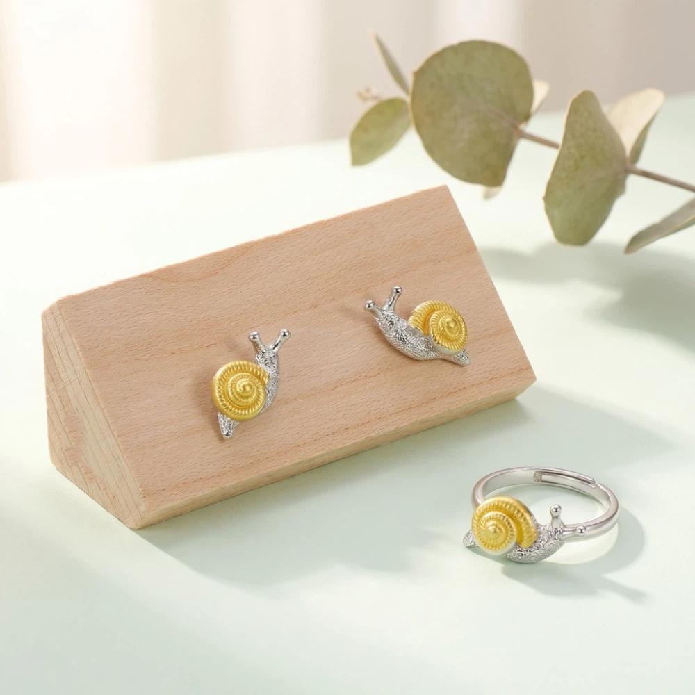 Zinc Zinc Alloy Snail Jewelry Delicate Snail Opening Rings Cute Snail Stud Earrings Women