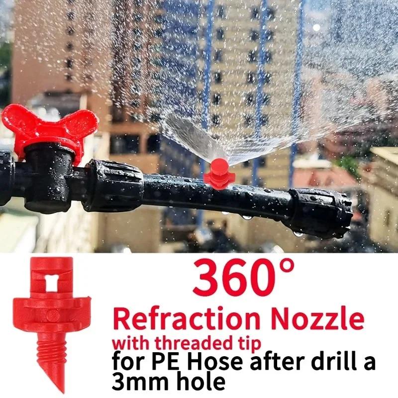 100pcs Micro Atomizing Garden Sprinkler Nozzle 90 180 360 Degree Refraction Micro Water Spray Misting Nozzle Garden Irrigation