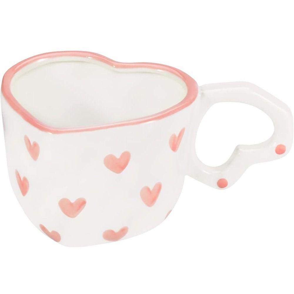 Sweet Ceramic Mugs 250ml Tea Milk Cups Hand Drawn Love Heart Cup  Kitchen