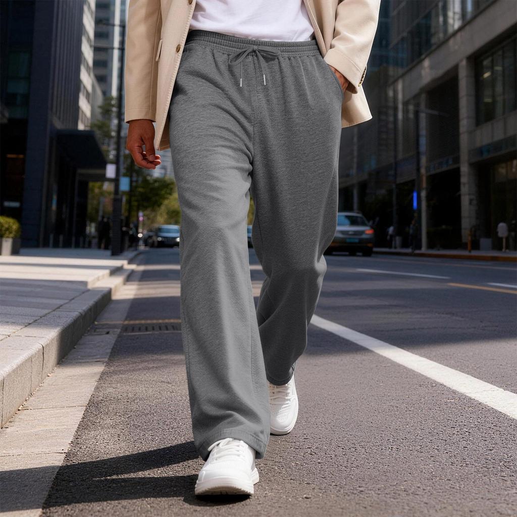 Men's Elastic Waist Drawstring Loose Casual Pants | Comfortable Relaxed-Fit Trousers For Daily & Weekend Wear