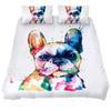Watercolor Dog Bedding Set Cute Happy Colorful Puppy Duvet Cover Cartoon Bedding Decoration Queen for Women Children Girls Gift