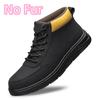 Fashion Fashion Men Lace-Up Boots Men's Outdoor Shoes Genuine Leather Men Winter Plush Snow Boots Male Comfortable High Top Casual Flats
