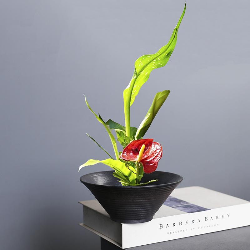 Retro Kiln Change Hydroponic Flower Pot Ceramic Modeling Pot Non-Porous Copper Coin Grass Green Dill Narcissus Pot Flower Arrangement Device