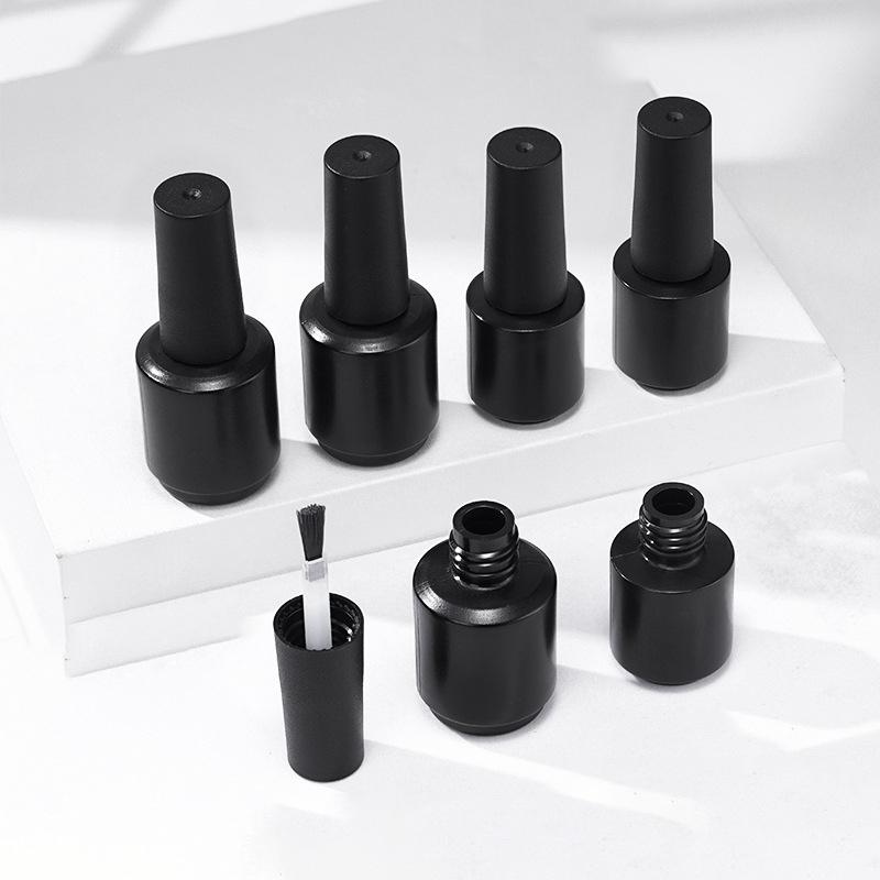 Nail Gel Bottle Empty Nail Polish Bottles Black Refillable Bottles With Brush For Travel Portable Cosmetic Containers 6/7/8/10Ml
