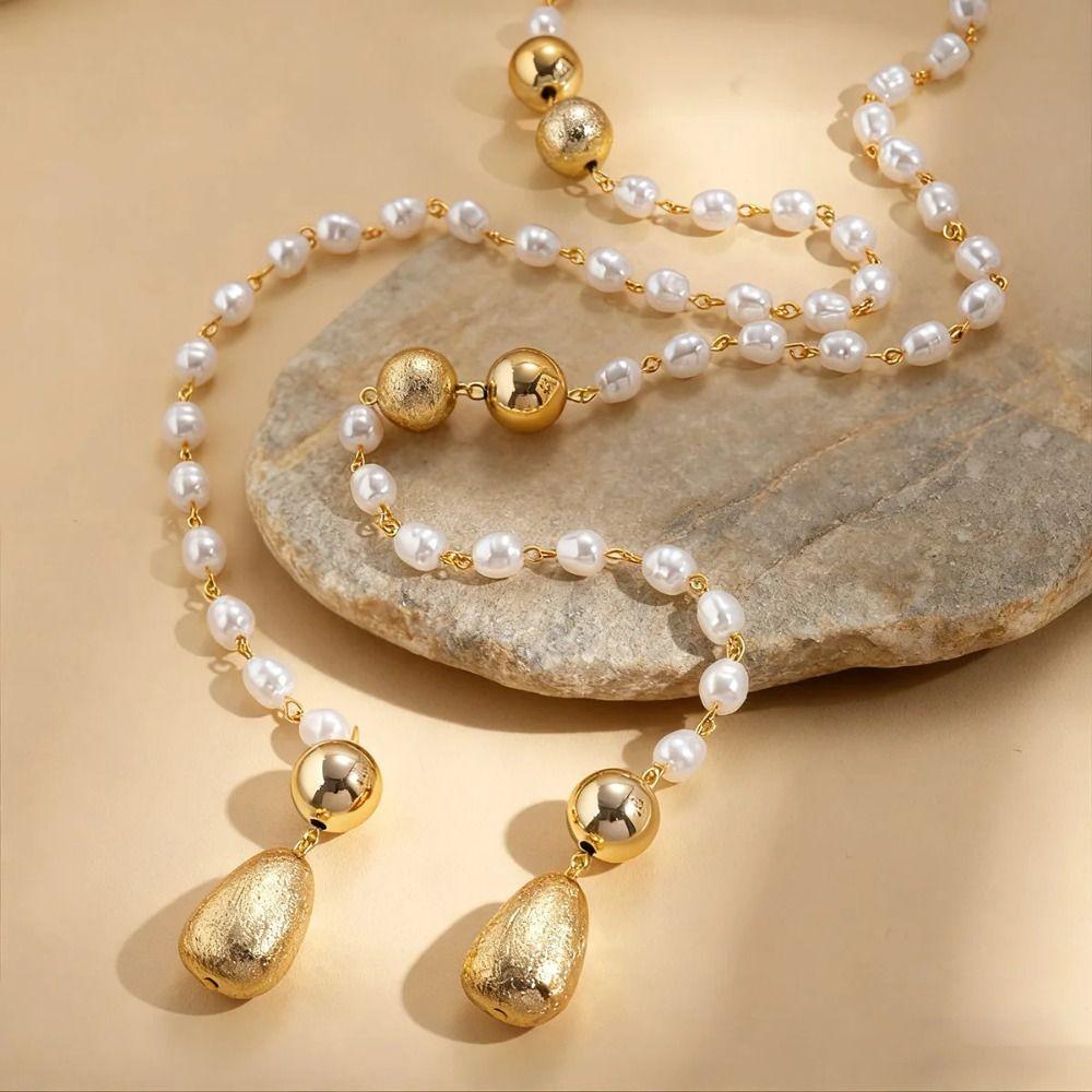 Fashionable Style Simulated Pearl Necklace Retro Look Pearl Bead Necklace  Party Jewelry