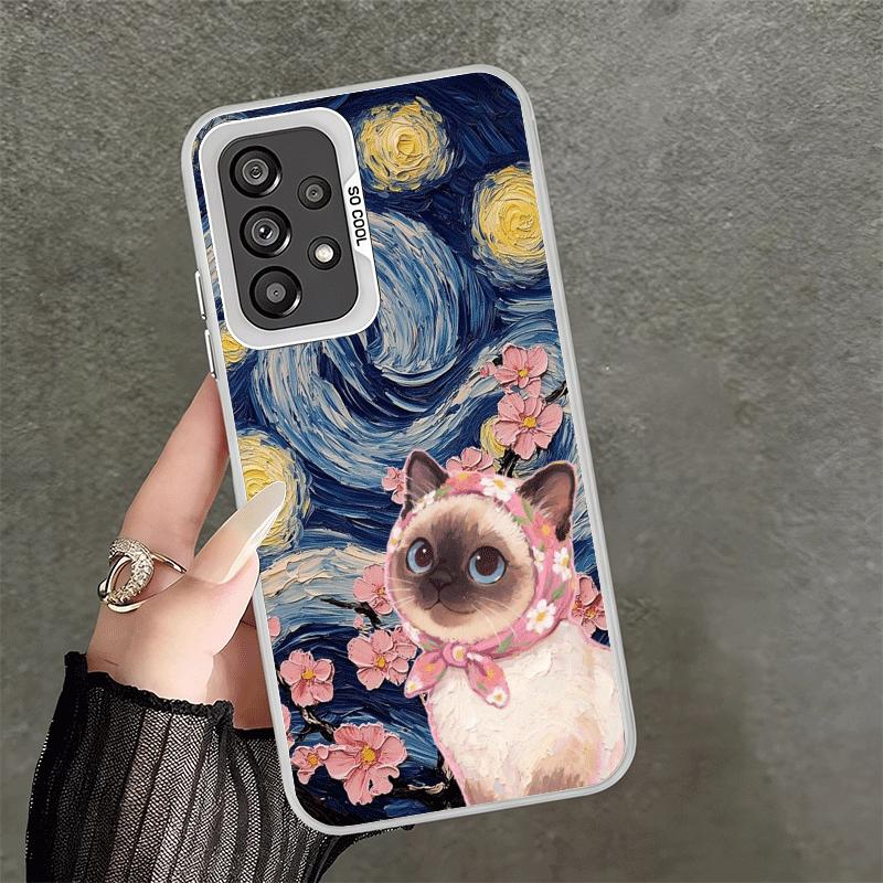 

Cute Floral Headscarf Kitten Soft Phone Case for Samsung A17 A16 A15 A14 A13 A57 A56 A55 A54 A53 A37 A36 A35 A34 A33 A26 A25 A24 Samsung A37