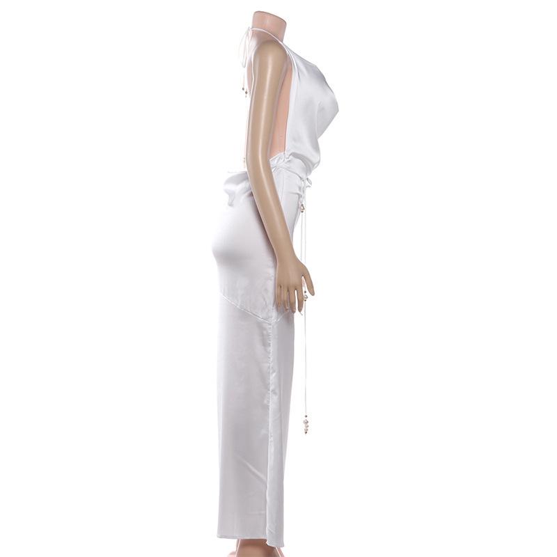 2026 Spring European & American Halter Slim Open-Back Strappy Dress