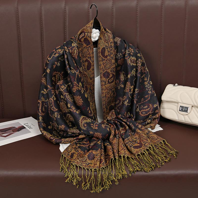 Foulard Paisley Imprime Design Hijabs Pour Femme Cachemire Pashmina Chale Dame Enveloppement Chaud Hiver Foulards Femme