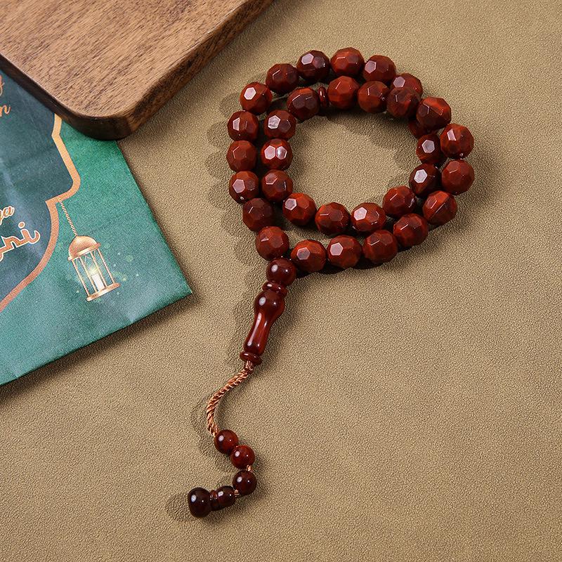 Handmade Middle Eastern 33-Bead Tasbih: Polygon Prayer Beads Jewelry
