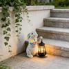 Adorable Rabbit Sun Lamp Sustainable Resin Statue Great For Lawn Tabletop Holiday Season Gift Choice