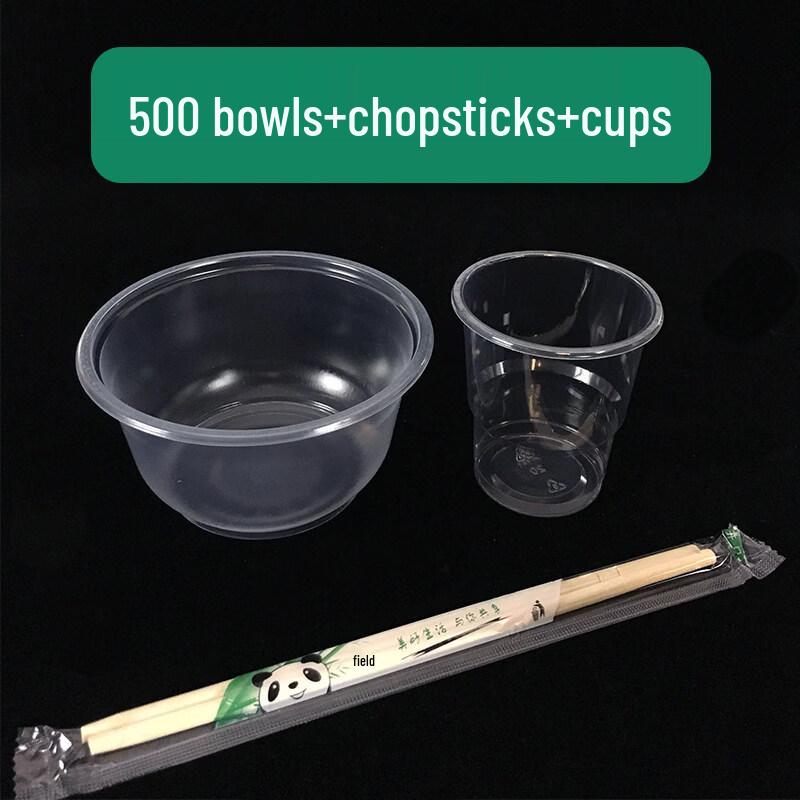 ZISIZ Disposable Plastic Bowl & Chopstick Set