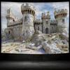 2D Fantasy Medieval Castle Ruins Tapestry Ancient Stone Fortress Wall Decor Cloth for Home & Bedroom
