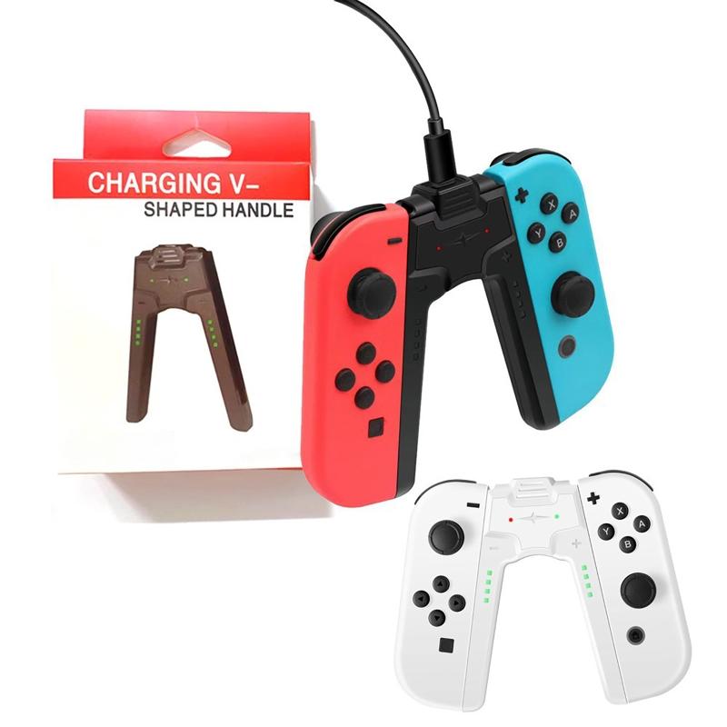 Controller Charger V Shaped Designing Left Right Handle Charging Grip with LED Light Status