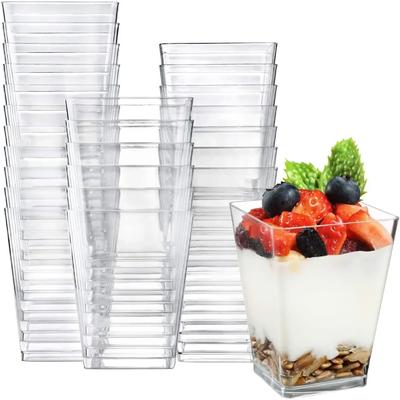 50 Stück Einweg-Moussebecher aus Kunststoff, Leiterform, Puddingbecher, Dessert-/Kuchenbecher, Vorspeisen-/Gelee-/Joghurt-/Mousse-Backbecher