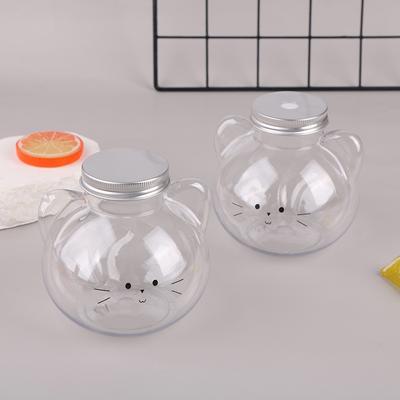 Kawaii Cat Water Bottles For Milk Tea Coffee Juice Portable Drinking Cup Home Transparent Juicing Beverage Drink Bottle Bpa Free