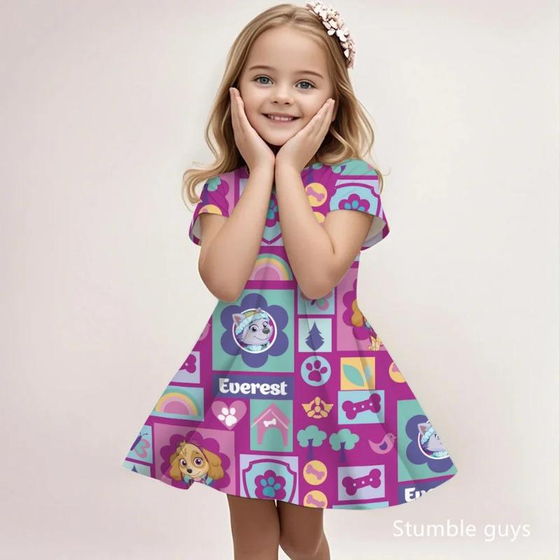 Summer Girls Casual Sundress Paw Patrol Cartoon Print Fashion Beach 110