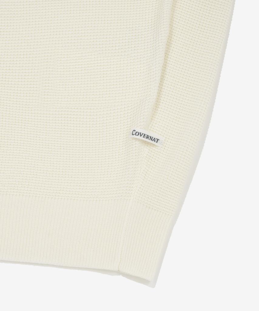 COVERNAT Open Collar Half Knit Ivory