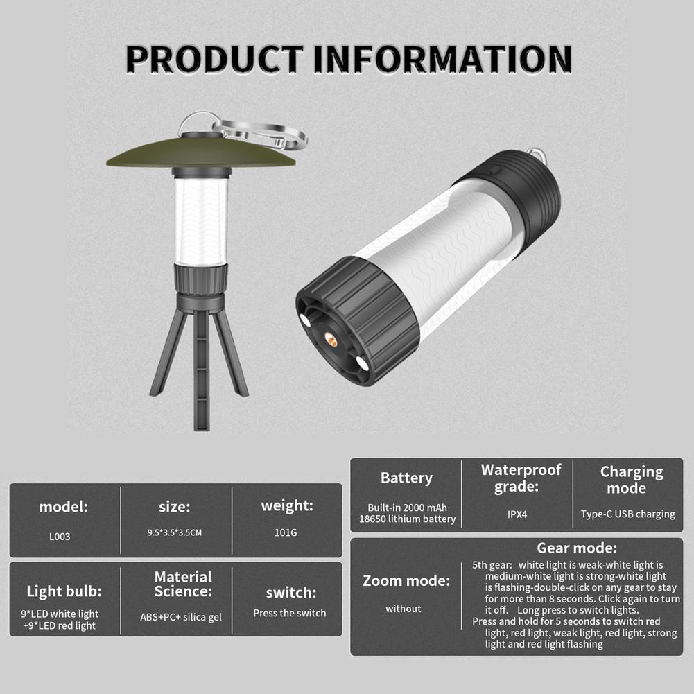 Portable Outdoor Led Camping Lantern Multifunctional Hanging Tent Light Emergency Light With Magnet