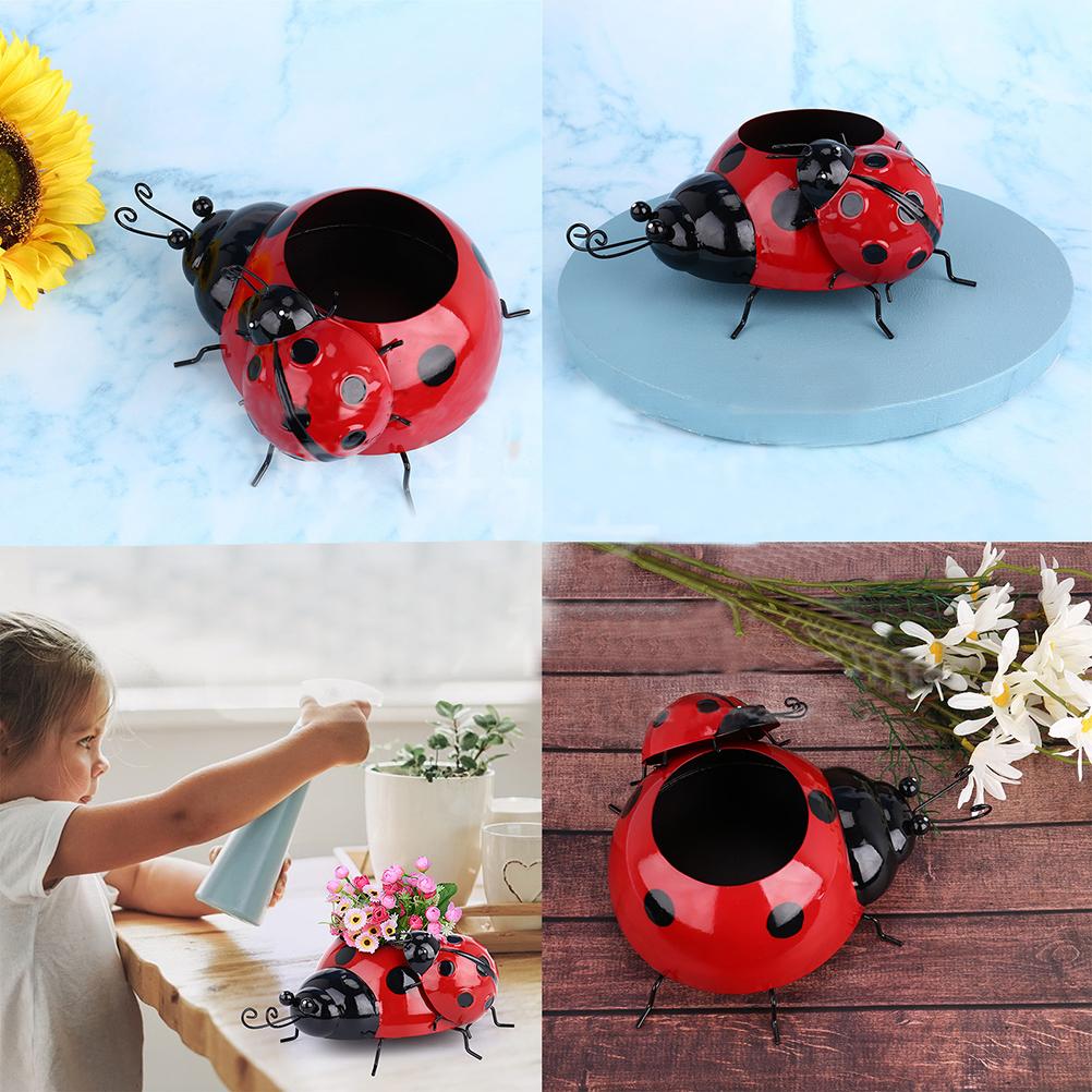 Metal Ladybug Flower Planter Insect Design Flower Pot for Indoor or Outdoor Decoration