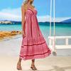 Women's Bohemian ethnic style print halter suspender beach dress vacation casual European and American dress