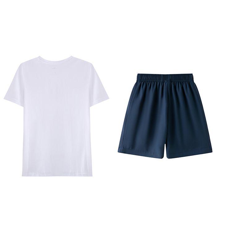 Li-Ning Solid Color Logo Round Neck Pullover Short Sleeve T-Shirt Mid Waist Straight Leg Shorts Casual Sports Set Men Sets ATST641-2+AKST633-2