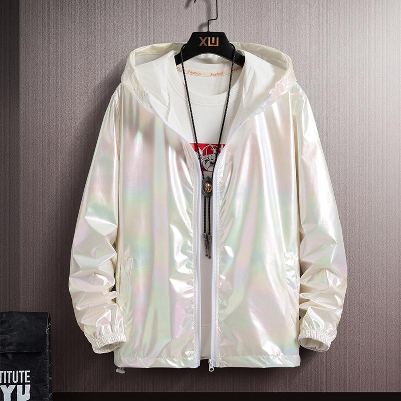 Summer Colorful Shiny Sunscreen Jacket Unisex Lightweight Breathable Plus Size Trendy Outerwear