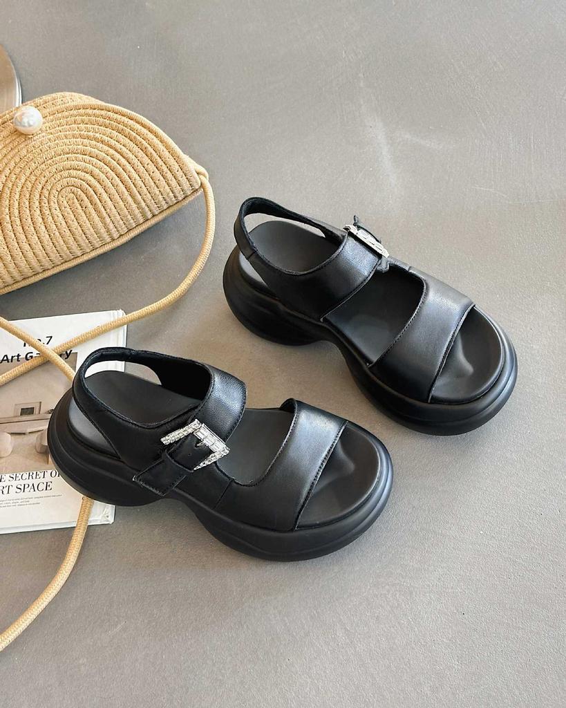 Thick-soled heightening small man with sandals women's 2025 summer new versatile casual open-toed high-heeled Roman shoes