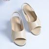 New cool slippers wear soft leather fish mouth sandals women's medium heel thick heel single shoes large size