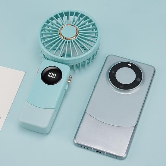 Ventilador de Mão com Cabeça Ajustável de 90 Graus Ventilador Mini Portátil Carregamento USB Bateria Grande Indicador de Bateria LED Ventilador