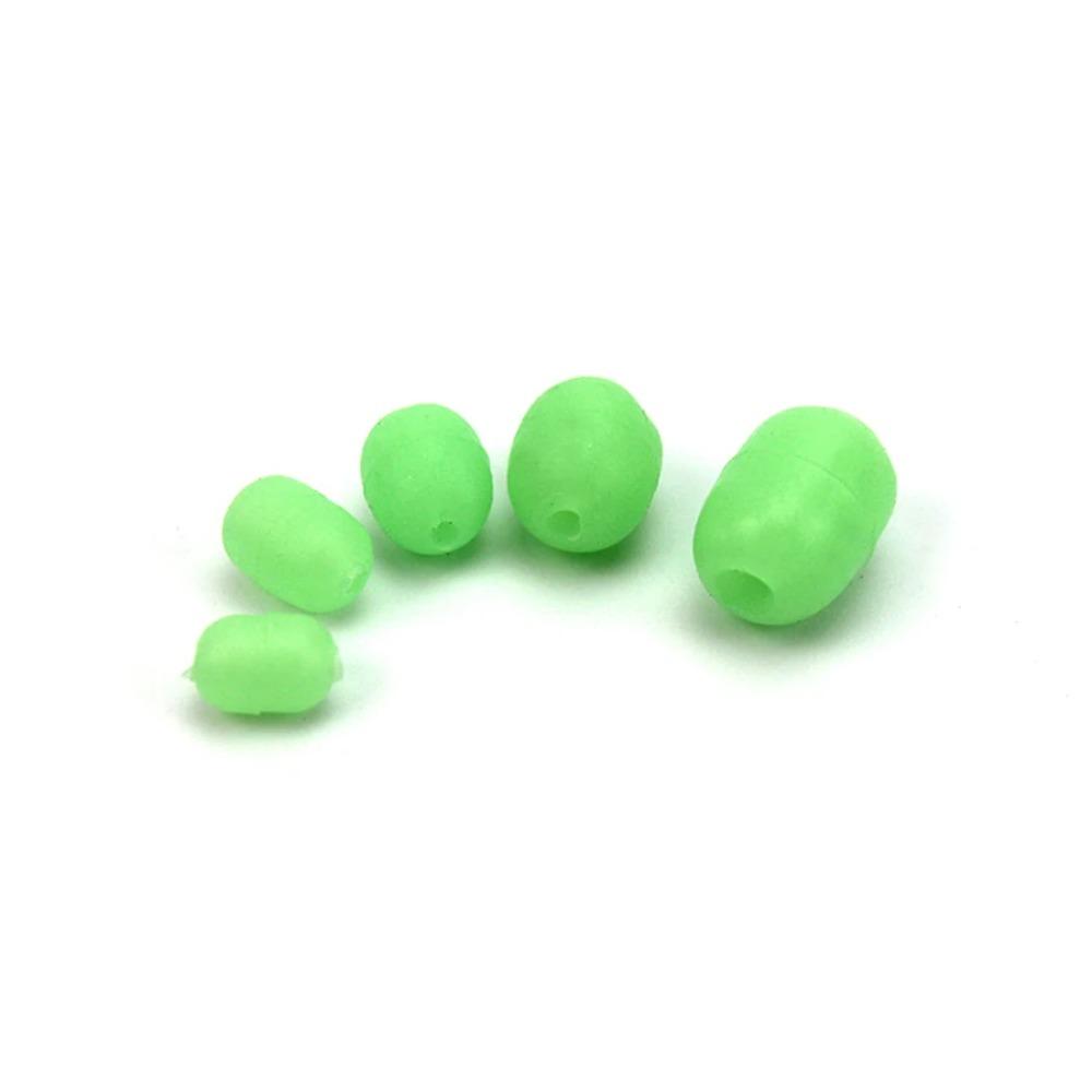200pcs/lot Green Luminous Beads Green Large Soft Rubber Oval Fishing Space Beans Round Float Sea Fishing Tackle Lure Accessories