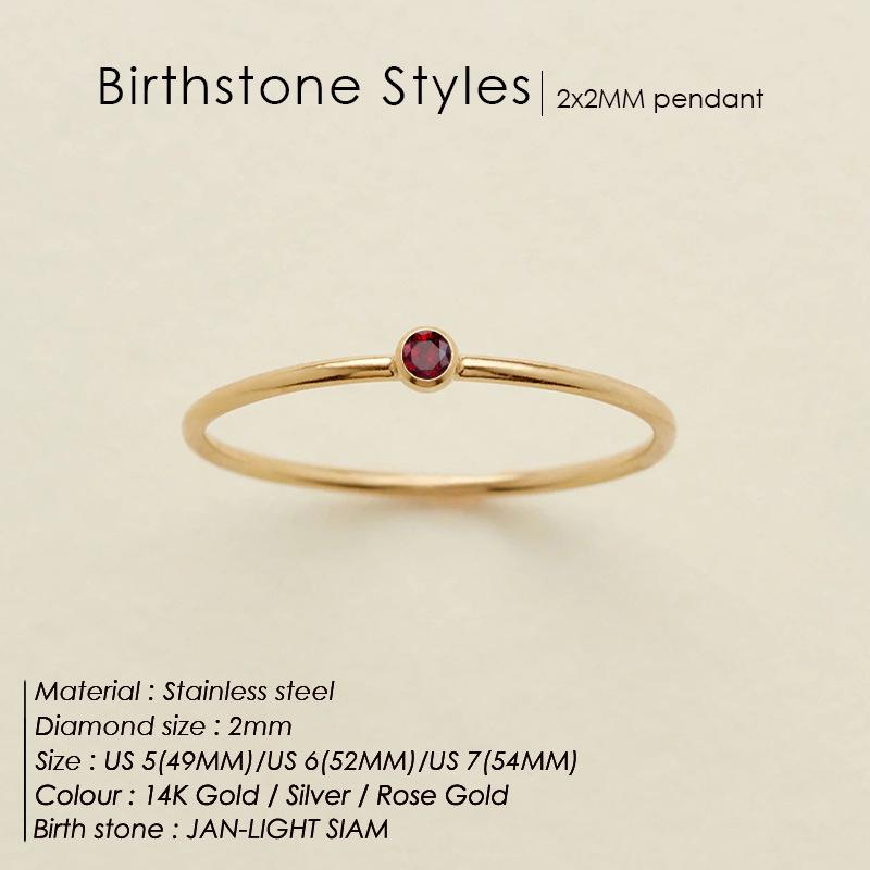 eManco Gold-Plated Non-Constricting Ring for Women - Thin Band with Tiny Diamond Accents and December Birthstone