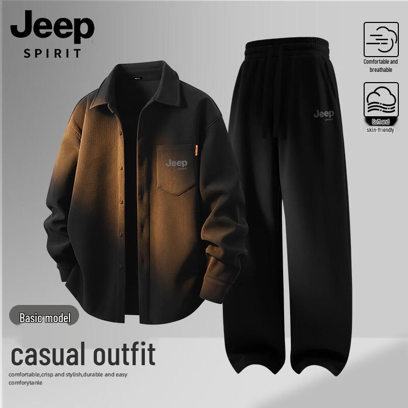 JEEP SPIRIT Men s Corduroy Shirt & Pants Set L