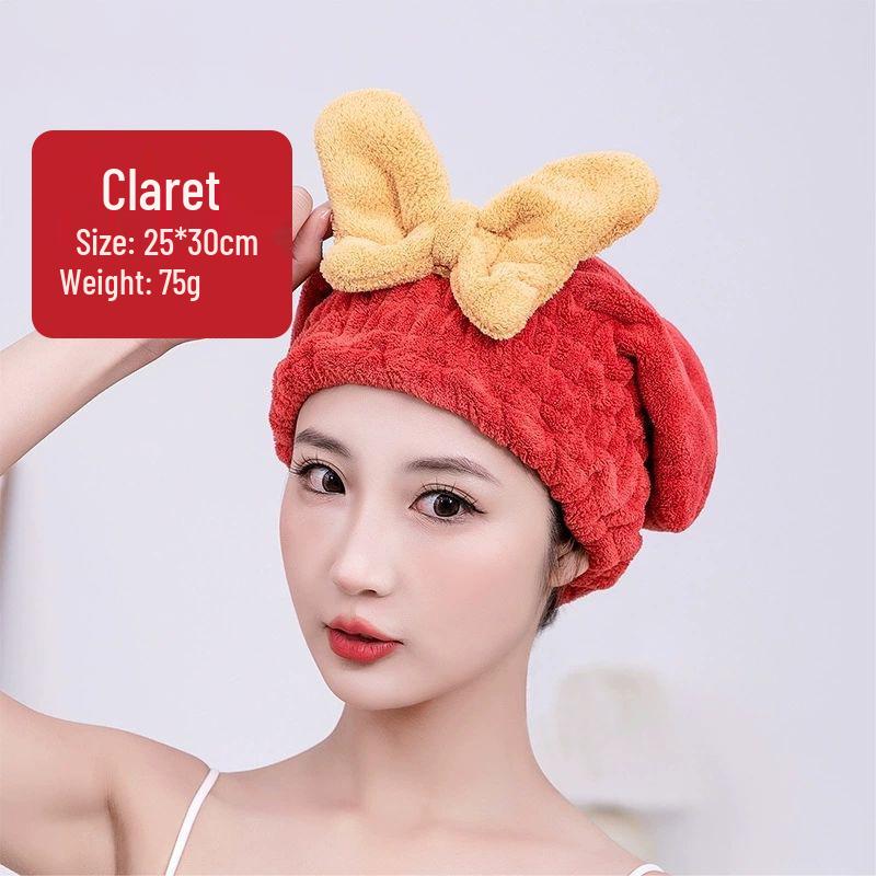 Thickened Double-Layer Coral Fleece Quick-Dry Hair Cap for Women, Water-Absorbent and Customizable with Logo