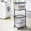 2 Tier Storage Cart Large Capacity with Wheels Removable Multifunctional Laundry Clothes Basket Storage Rack for Home Farmhouse