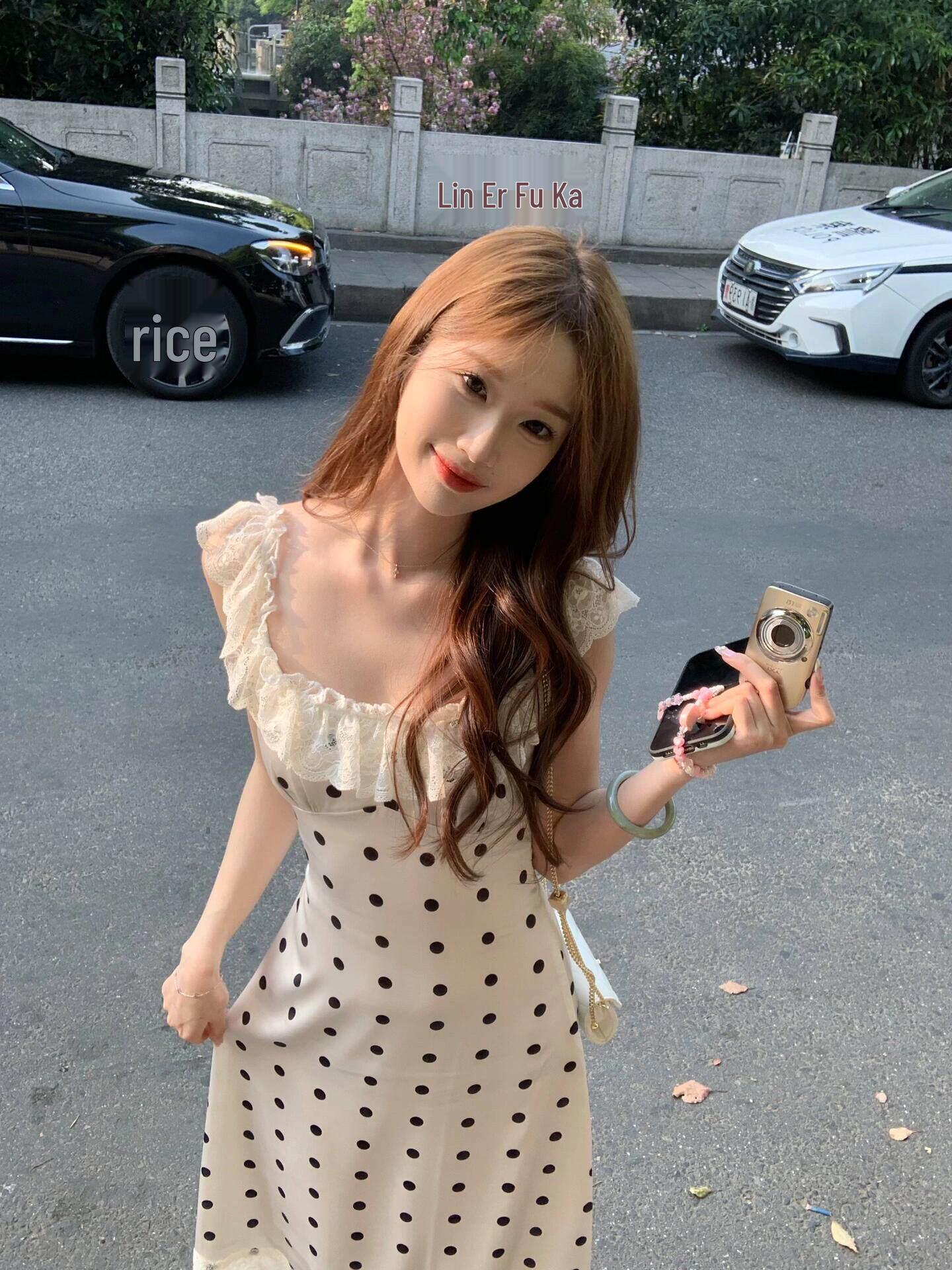 2026 French-Inspired Polka Dot Cinched Waist Dress - Early Spring Slimming Style for Women Large