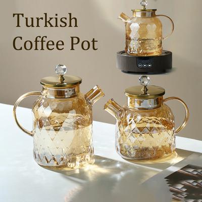 1 l/1,8 l Kaffeekanne aus Borosilikatglas mit Deckel, türkische Kaffeemaschine, Kaltbrühwasserflasche, für Induktionsherde, für Teemilch