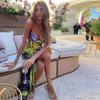 2025 Summer European & American Style Slim-Fit Printed Backless Tube Top Dress