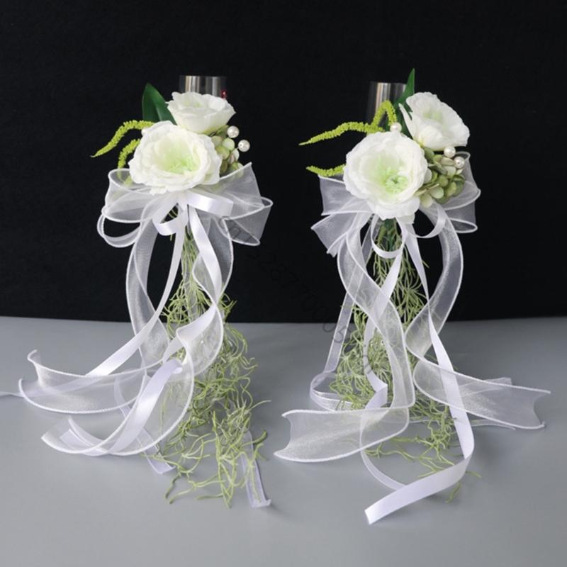 Soft Comfortable Artificial Flower Champagne Glass for Bridal & Banquet Setting AXYD