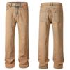 RogueWave High Street Straight Washed Dirty Ripped Blue Jeans Pants for Men Vintage Casual Loose Denim Trousers Frayed Patchwork Cargos
