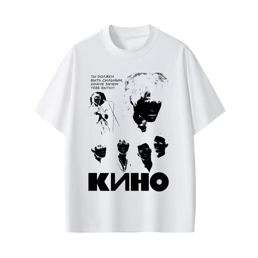 2026 New Legendary Russian Rock Band Kino Viktor Tsoi Facial Pattern Tshirt Summer Unisexs Clothing Casual Cotton Retro Tshirt