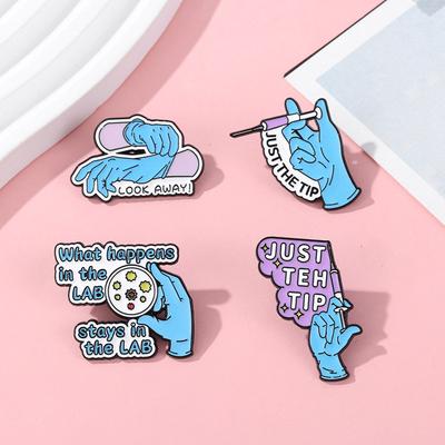 Medical Supplies Metal Badges Blue Gloves Surgical Tools Brooch Cute Personality Text Badge Clothing Supplies