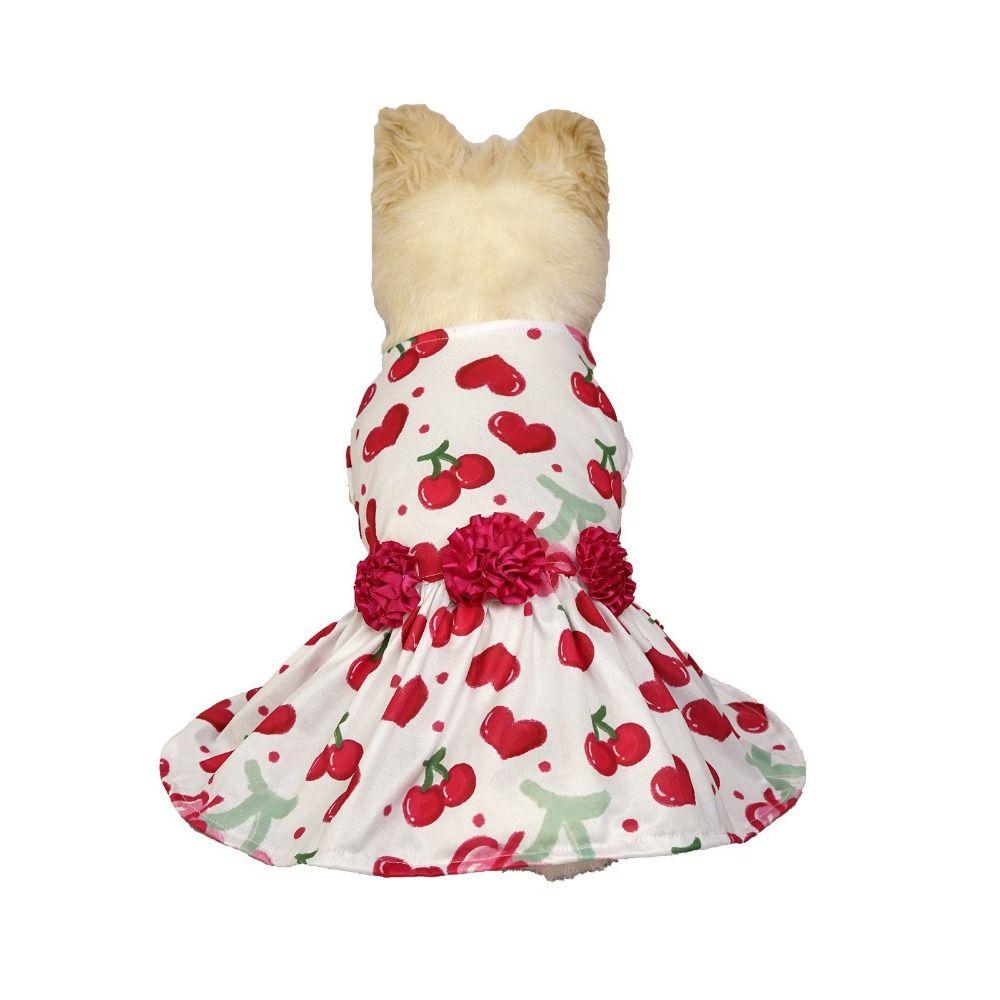 Red Rose Dog Princess Dress Cute Dog Sleeveless Dress Dog Print Dress Pet Skirt Summer