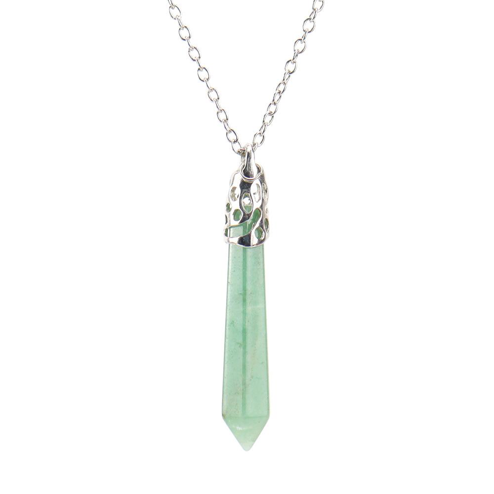 Collier pendentif colonne hexagonale pyramide hexagonale en agate de cristal de pierre naturelle N579