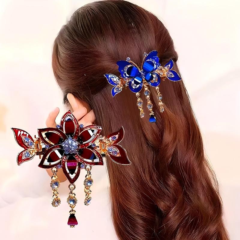 Fashion Crystal Butterfly Women's Hair Clip Colorful Rhinestone Elegant Kawaii Girl Tassels Hair Accessory Hair Clip Headband