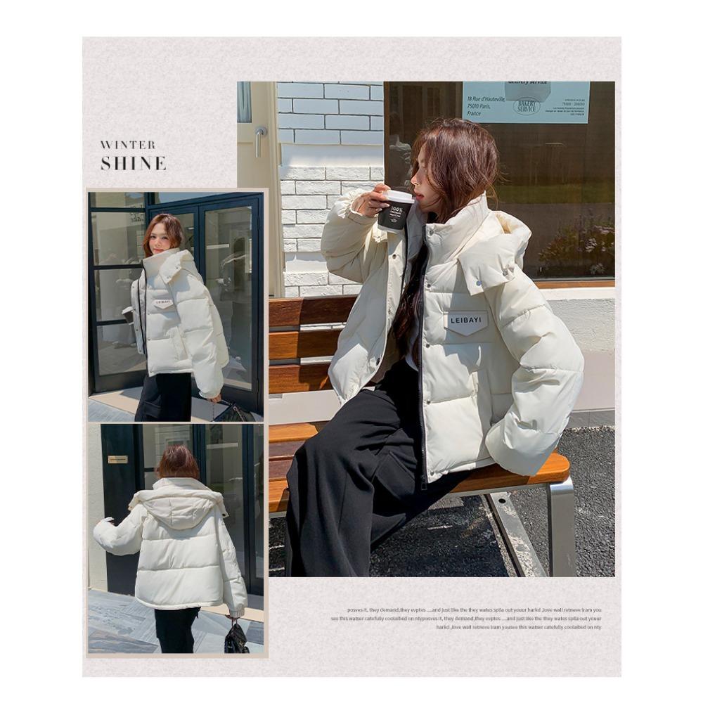 Puff Hooded Big Pocket Short Down Cotton-padded Jacket 2025 New Small Winter Thickened Cotton-padded Jacket Solid Color Coat