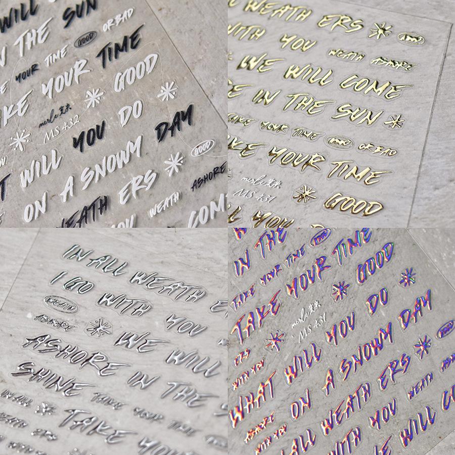 Bronzing Metal Letters Nail Art Stickers DIY Making Creative Decorative Stickers