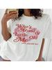 Wer hat Angst vor mir Kleines Altes Ich Herz Muster Lustiges Kurzarm Basic Süßes Oberteil T-Shirt Bedruckt Rundhals Mode Lockeres T-Shirt